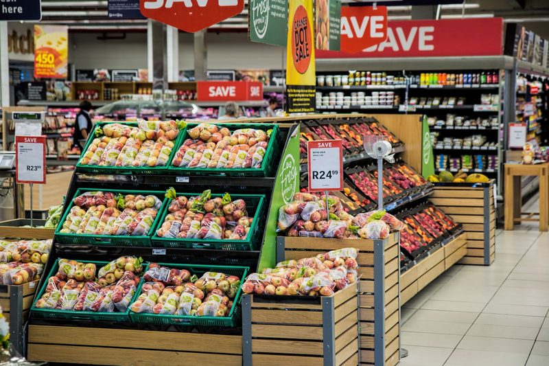 Branded product display promoted on a retail shelf